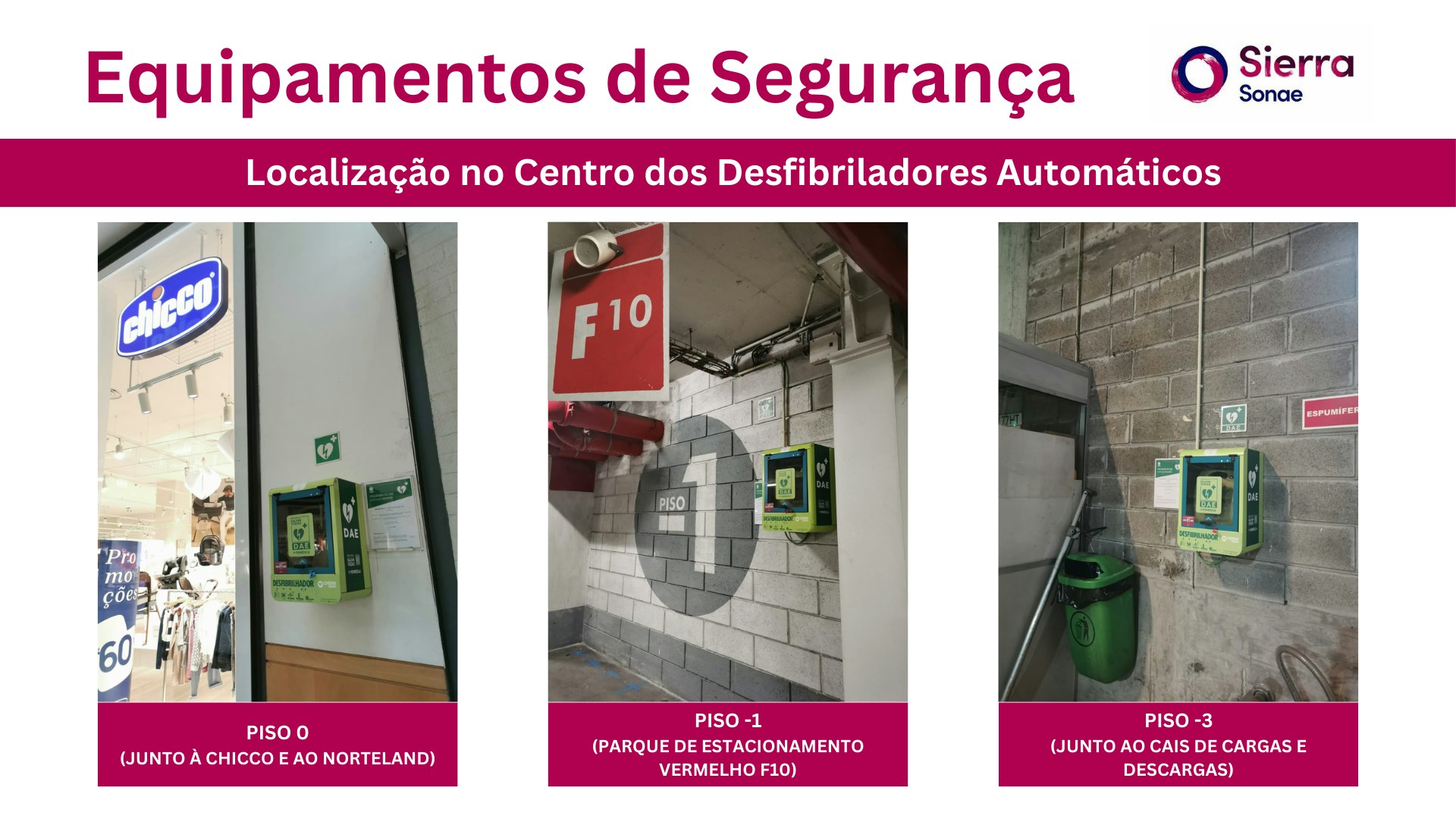 localização no centro norteshopping dos desfibriladores automáticos