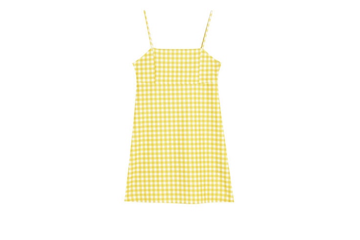 Favoritos de rebajas vestido de cuadros amarillo de Pull and Bear