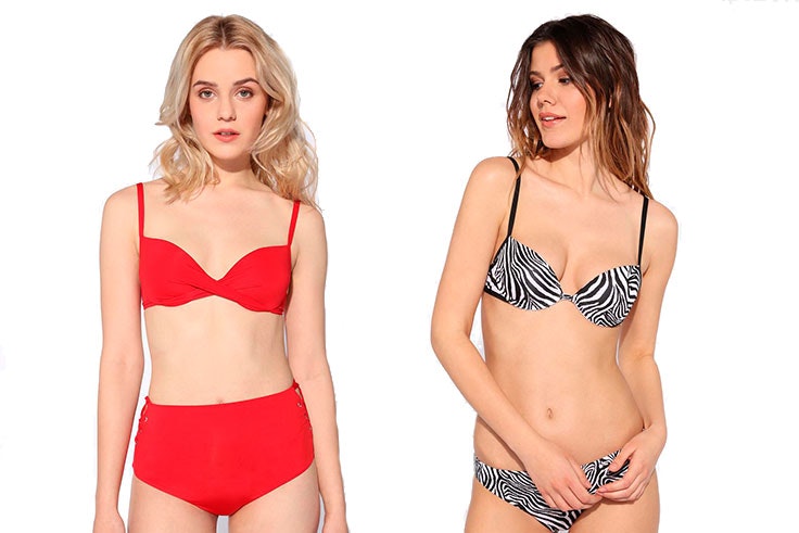 Bikini push-up cruce (12,99€) y Bikini push-up relleno cebra (12,99€) Tezenis