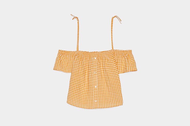 blusa mesonera estampado vichy bershka
