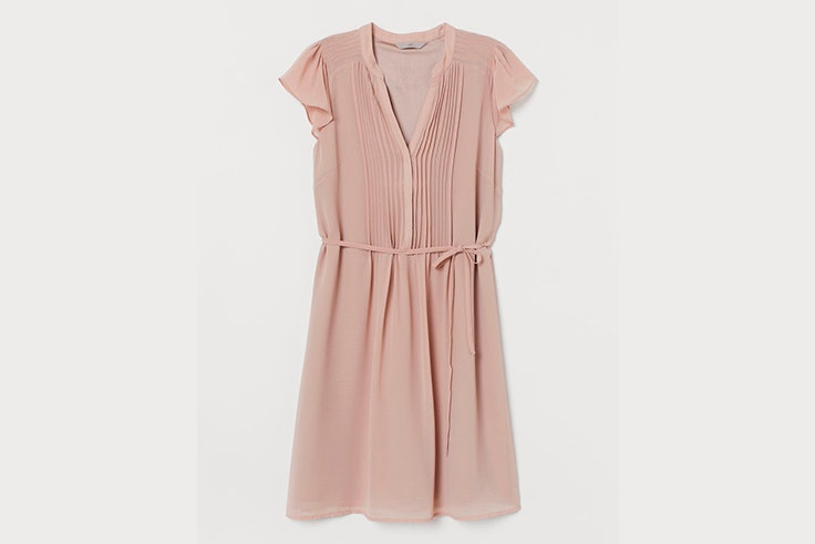 vestido rosa volantes hm