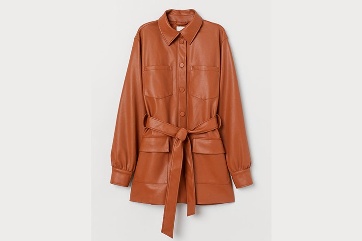 chaqueta marron cuero hm