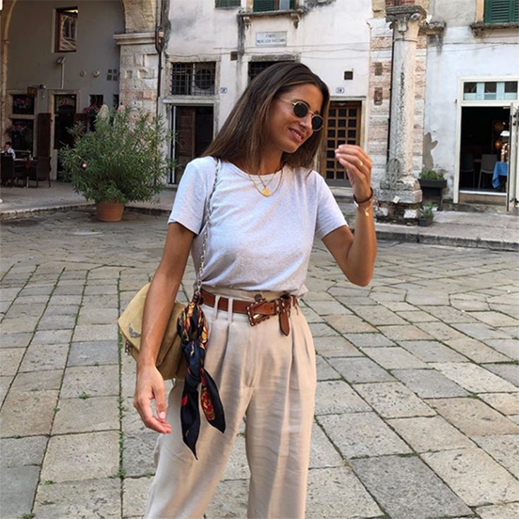 color beige pantalon lino maria valdes