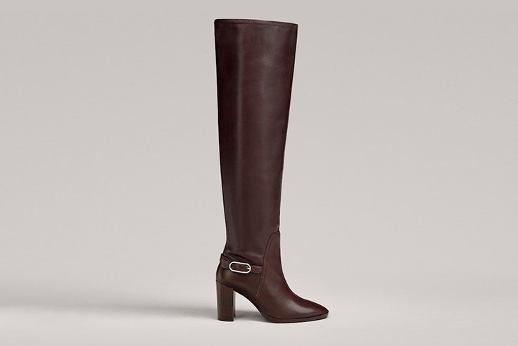 botas altas marrones tacon massimo dutti