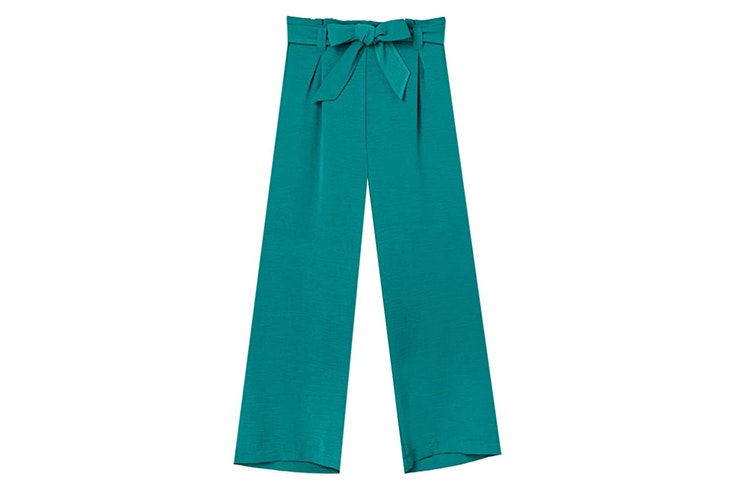 pantalon verde oscuro lazo stradivarius
