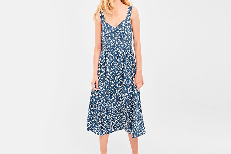 vestido estampado flores azul springfield