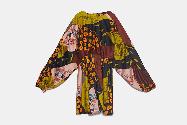 vestido estampado patchwork zara