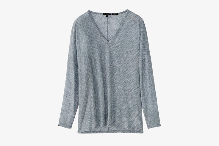 camiseta gris pico massimo dutti