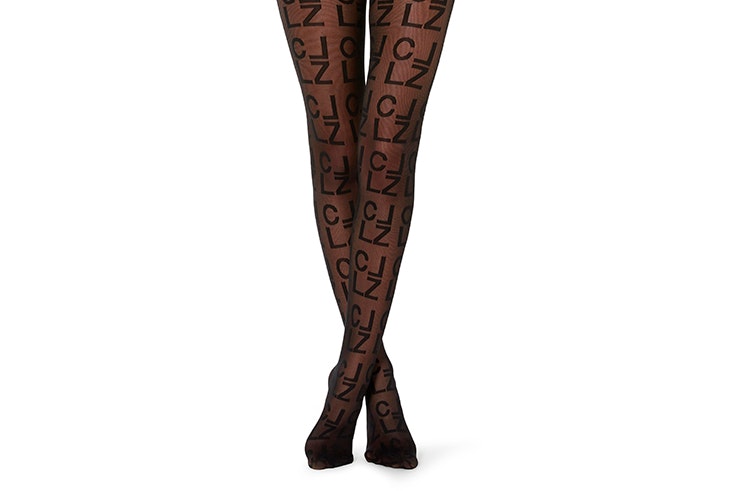 medias de calzedonia negras letras logo