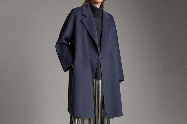 Abrigo handmade de lana color azul de massimo dutti Olga Sicilia