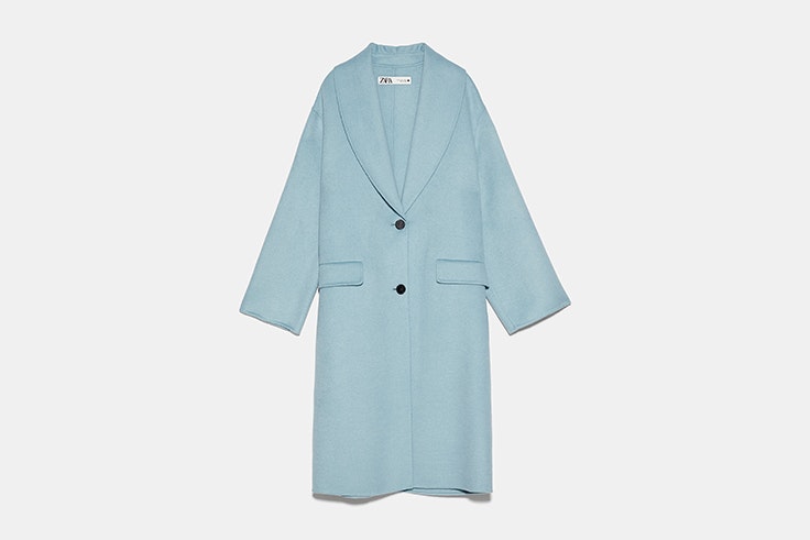Abrigo oversize con lana color verde azulado de Zara Olga Sicilia