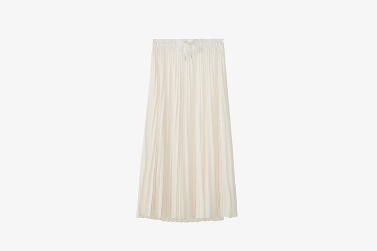 falda midi color crudo plisada de massimo dutti Sara Escudero