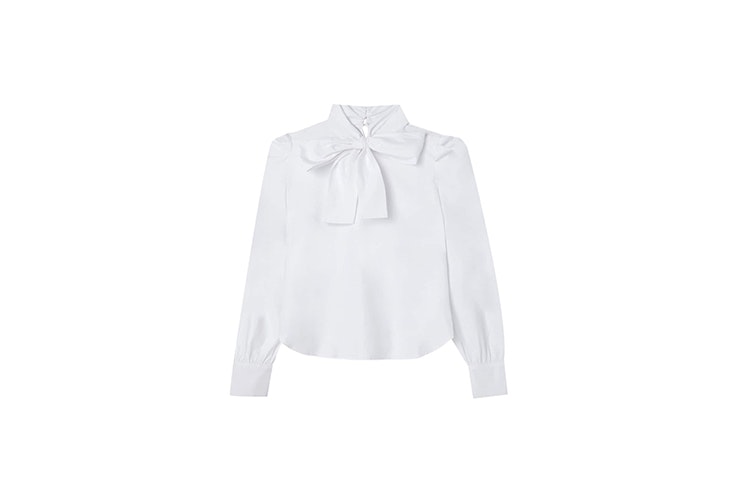 blusa con lazo en el cuello y mangas abullonadas de Stradivarius blusas románticas