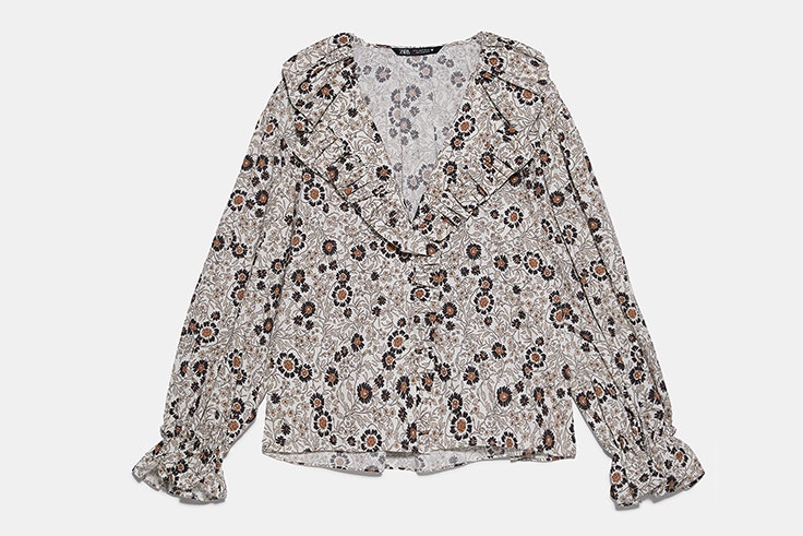 blusa estampado flores zara