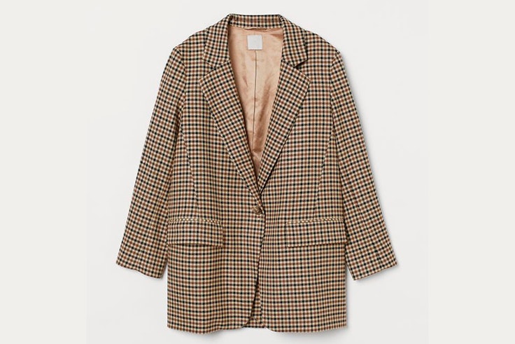 Chaqueta blazer confeccionada en tejido de cuadros de H&M