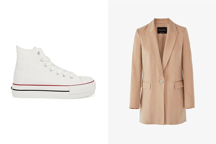 Zapatillas blancas con plataforma de Chika 10 Chaqueta americana de Massimo Dutti