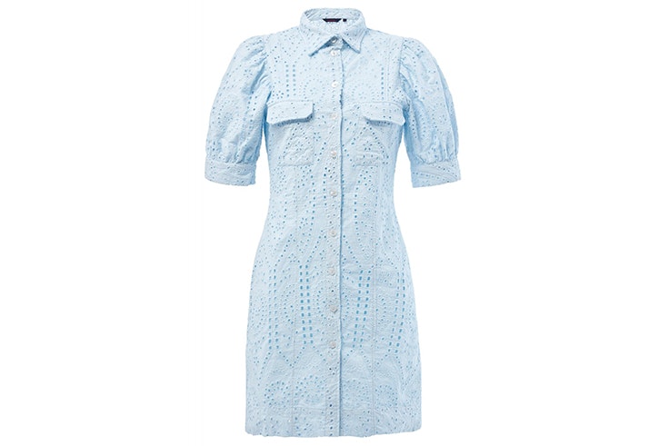 Vestido color azul pastel con bordados