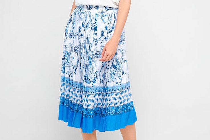 Falda estampada plisada de Cortefiel
