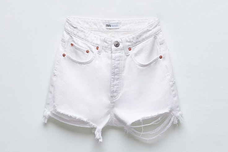 Shorts denim de cintura alta de Zara