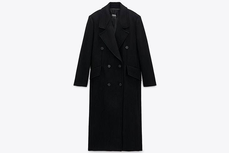 Abrigo largo con doble botonadura novedades de zara otoño invierno 2020