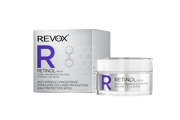 Retinol Crema de Día Antiarrugas con SPF20 de Revox. Disponible en Primor