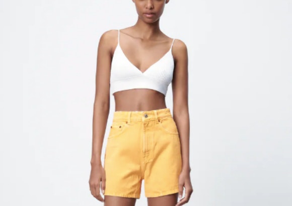 Short vaquero amarillo, Zara.