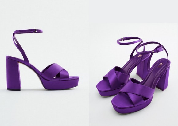 Con plataforma y raso morado, Zara.