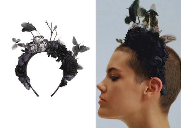 Diadema flores y plumas de Zara