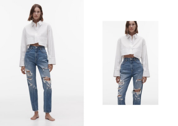 JEANS TRF MOM FIT ROTOS DE ZARA