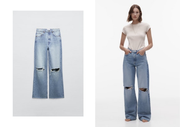 JEANS TRF WIDE LEG ROTOS DE ZARA