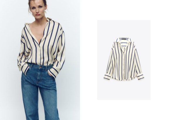 CAMISA SATINADA OVERSIZE RAYAS de Zara