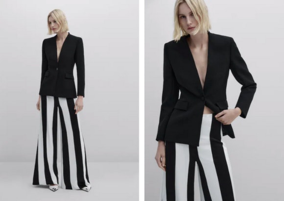 PANTALÓN ANCHO SATINADO RAYAS -STUDIO de Massimo Dutti