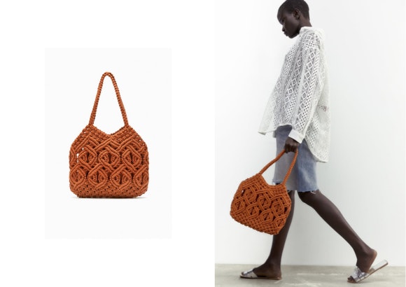 BOLSO MINI SHOPPER MACRAMÉ de Zara