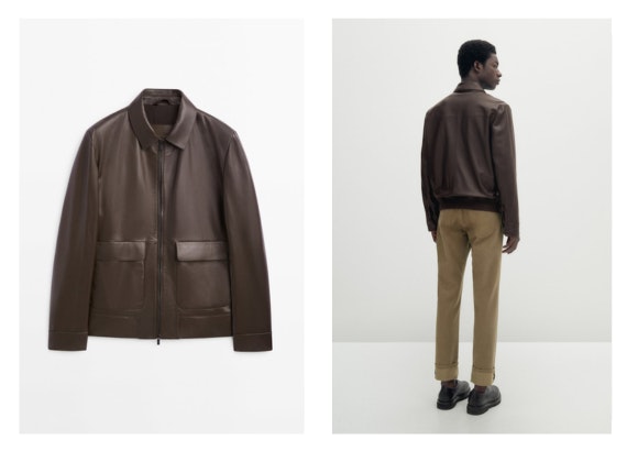 Cazadora Bomber de Piel Massimo Dutti