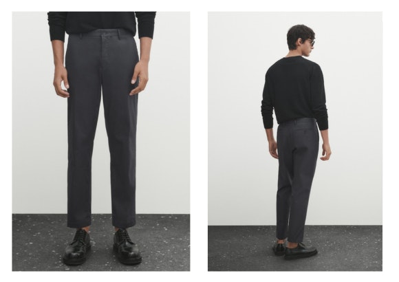 Pantalón Chino Satinado Relaxed Fit Massimo Dutti