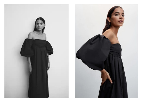 Vestido con escote Bardot