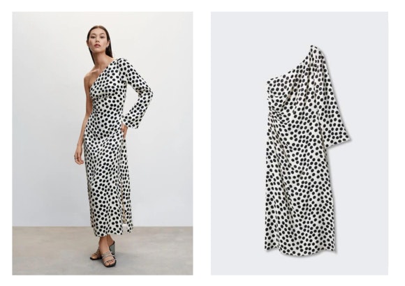 Vestido midi de lunares de Mango