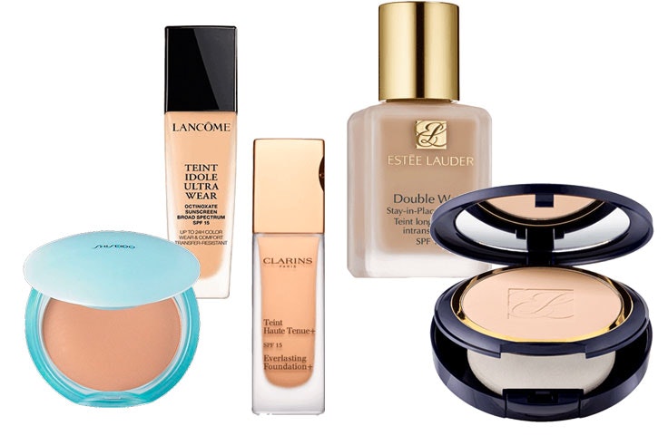 Base de Shiseido (24,95 €) / Base de Lancome (28,95 €) / Base de Clarins (26,95 €) / Base de Esteé Lauder 28,95 €) / Base de Esteé Lauder (39,95 €). 