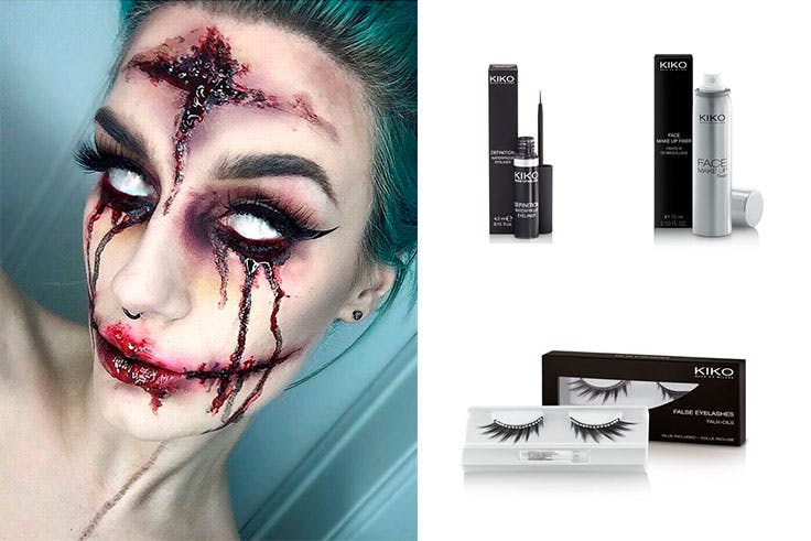 Eyeliner de Kiko (6,95 euros) / Pestañas postizas de Kiko (2,00 euros) / Spray fijador de maquillaje de Kiko (7,90 euros).