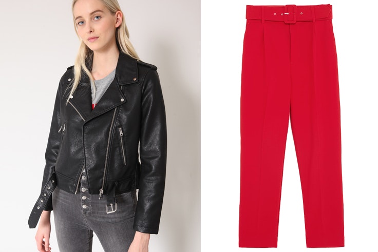 bolsos-de-perlas-conjunto-lucy-williams-chaqueta-cuero-pantalon-rojo