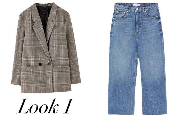 chaqueta-americana-de-cuadros-pull-and-bear-pantalon-vaquero-campana-deshilachado
