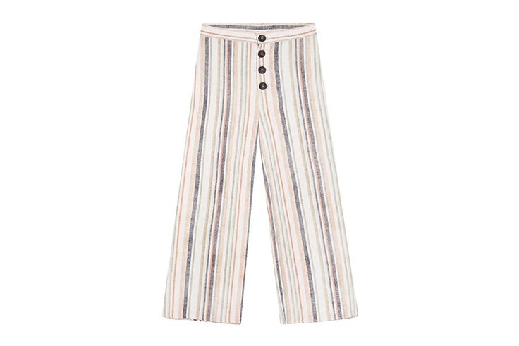 pantalón croppped de rayas de stradivarius