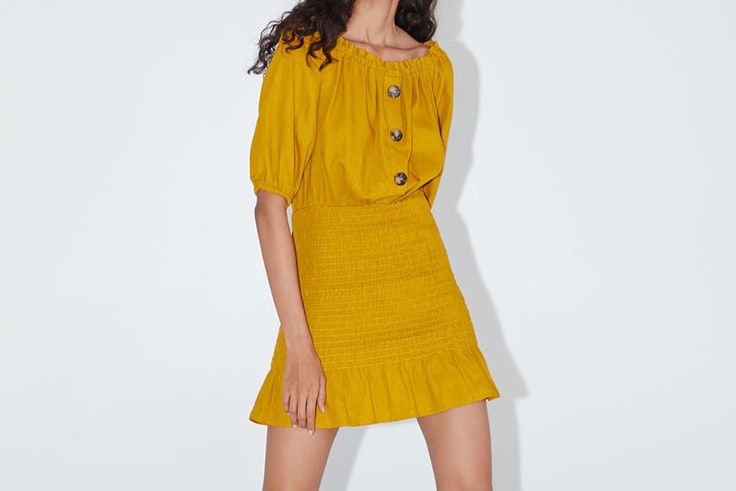 vestido-naranja-detalle-botones-zara