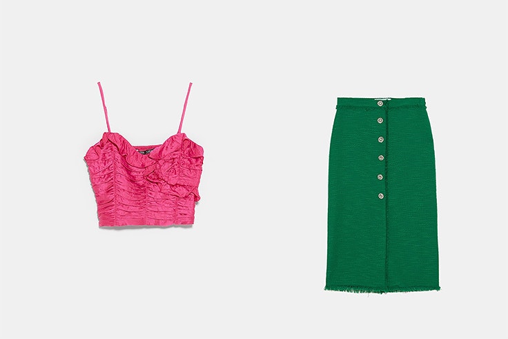 falda tweed top fucsia zara el estilo de sandra majada