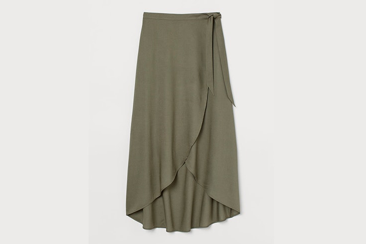 falda verde kaki cruzada lazo hm