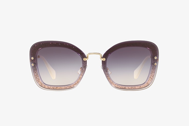 gafas de sol lilas con purpurina de miu miu sunglass hut