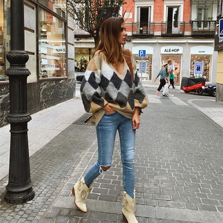 mery turiel jersey de colores rombos tonos neutros