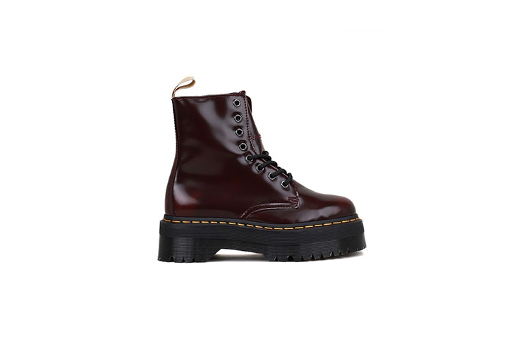 Botas militares dr. martens modelo Jadon piel vegana burdeos Krack Black Friday 2019