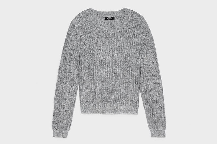 Jersey de canalé en color gris de Bershka