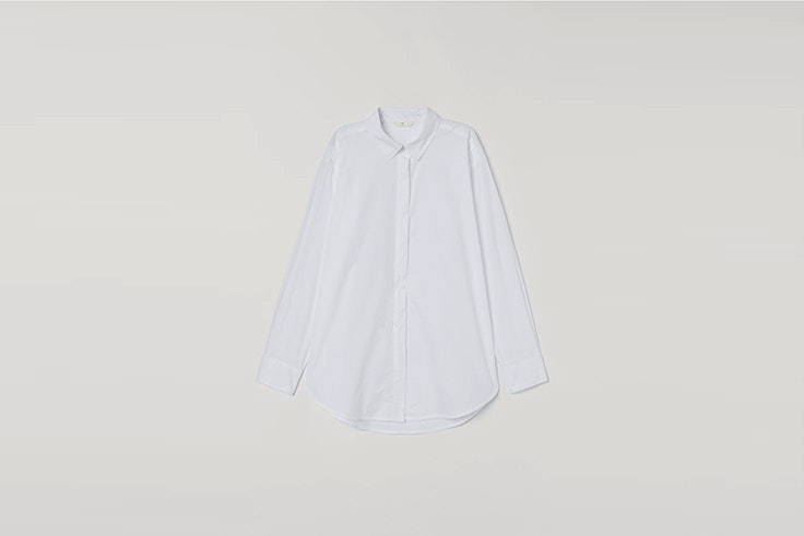 camisa blanca oversize de algodón de hym Tina Rodríguez
